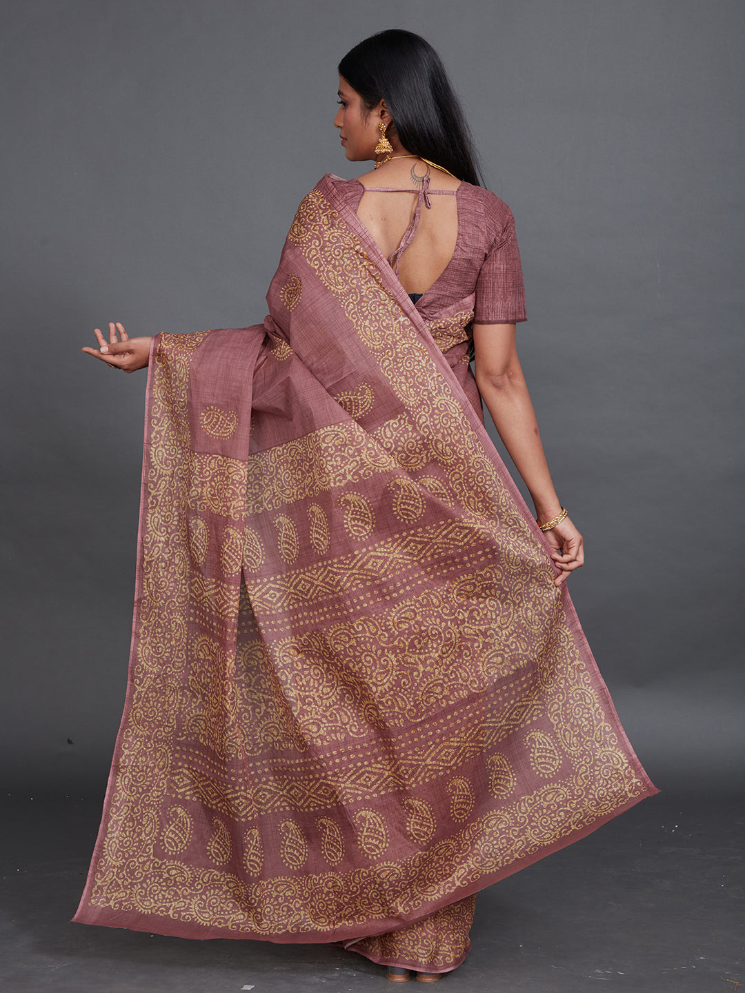 TANUSHRI Mauve Printed Pure Cotton Saree