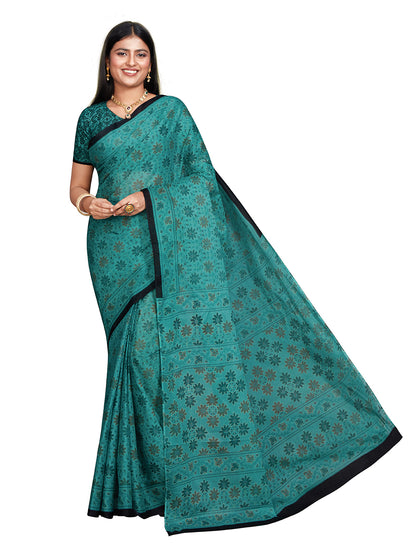 KRISHIKA Green Printed Pure Cotton Saree