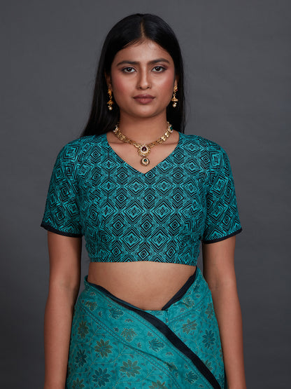 KRISHIKA Green Printed Pure Cotton Saree