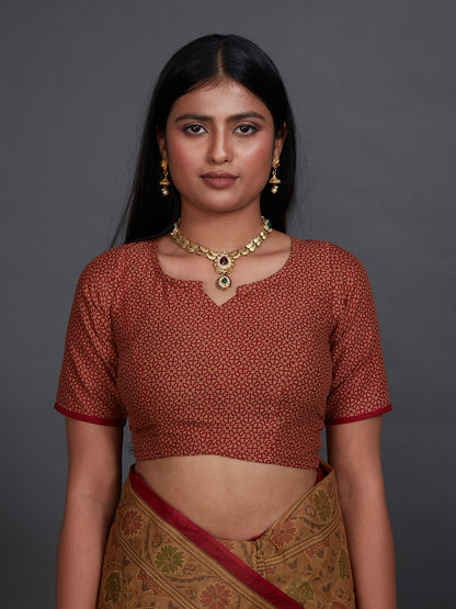KRISHIKA Brown Printed Pure Cotton Saree