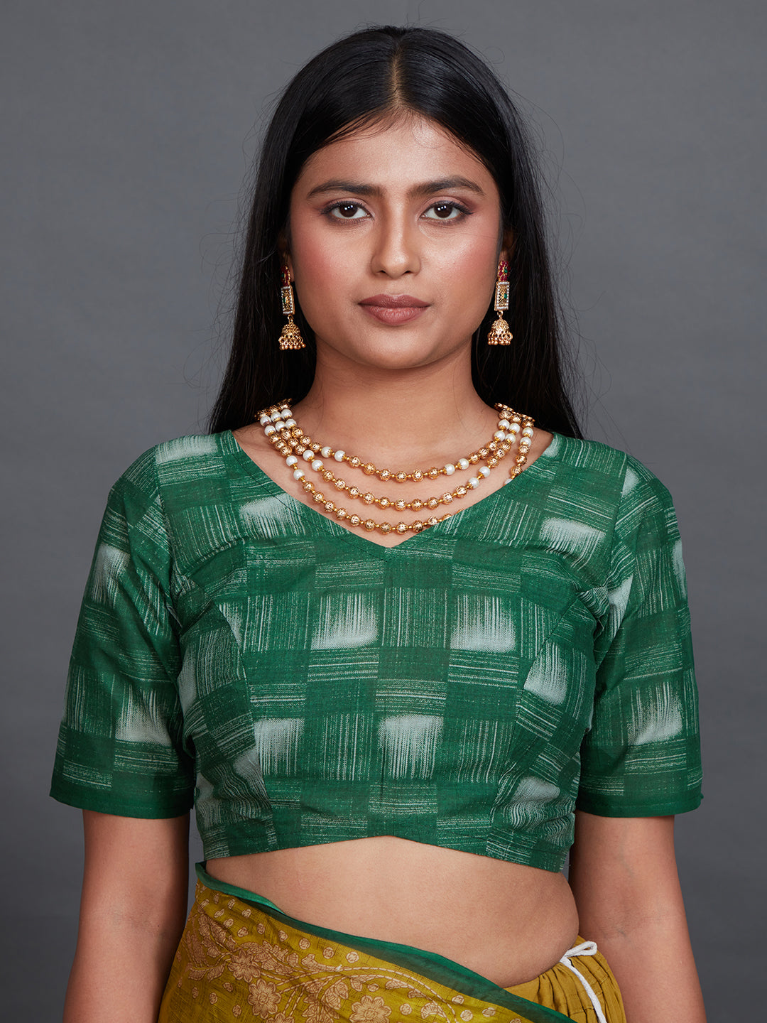 SHIBORI Olive Printed Pure Cotton Saree