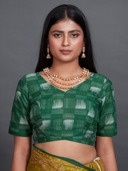SHIBORI Olive Printed Pure Cotton Saree