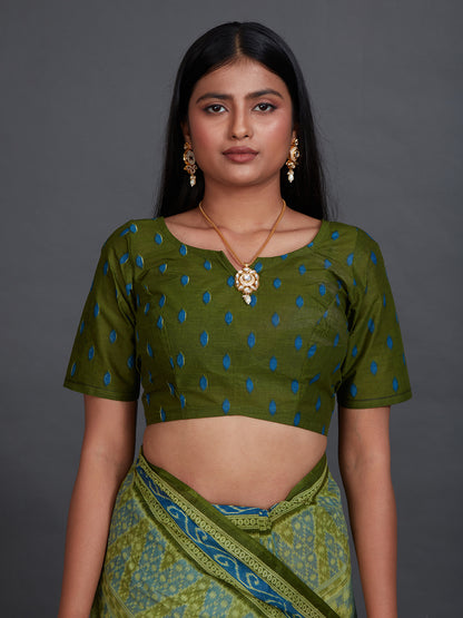 KANCHI COTTON Green Printed Pure Cotton Saree