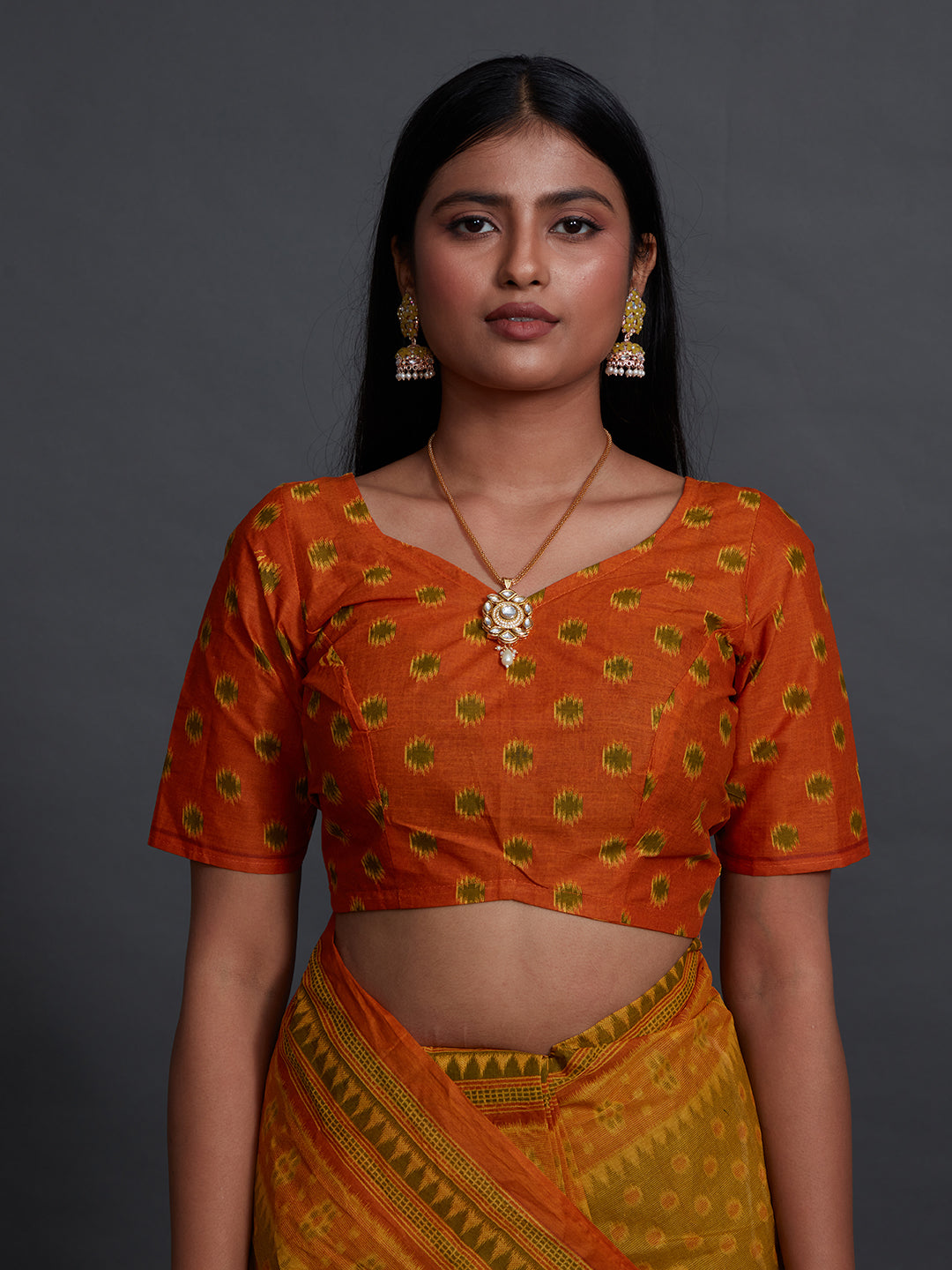KANCHI COTTON Mustard Printed Pure Cotton Saree