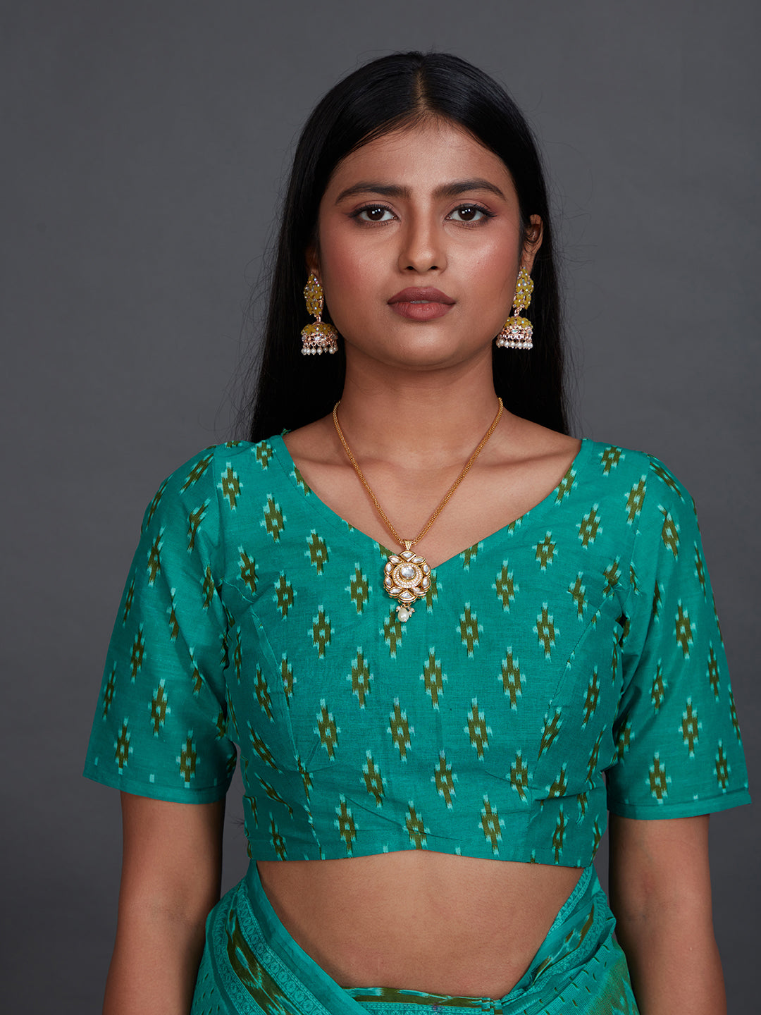 KANCHI COTTON Green Printed Pure Cotton Saree