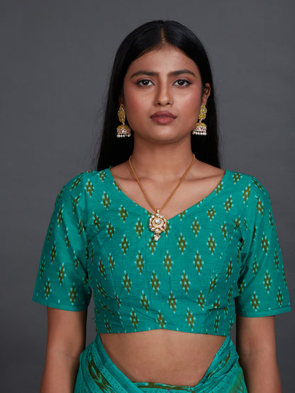 KANCHI COTTON Green Printed Pure Cotton Saree