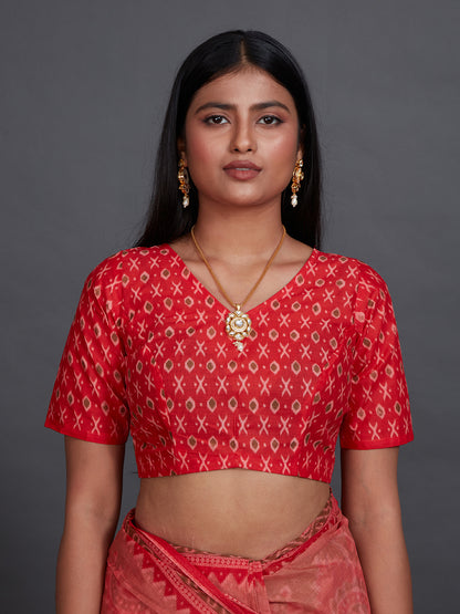 KANCHI COTTON Red Printed Pure Cotton Saree