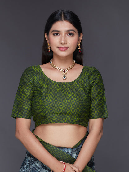 MISS INDIA Green Floral Printed Pure Cotton Saree