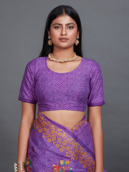 SHIBORI Lavender Printed Pure Cotton Saree