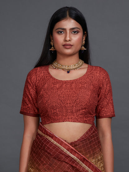 JAIPURI Brown Printed Pure Cotton Saree