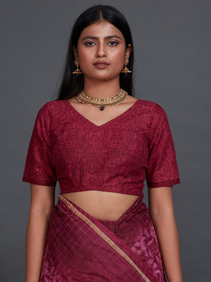 JAIPURI Purple Printed Pure Cotton Saree
