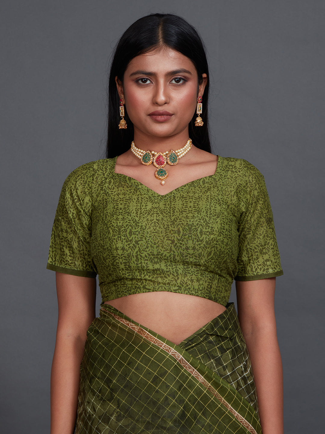 JAIPURI Green Printed Pure Cotton Saree