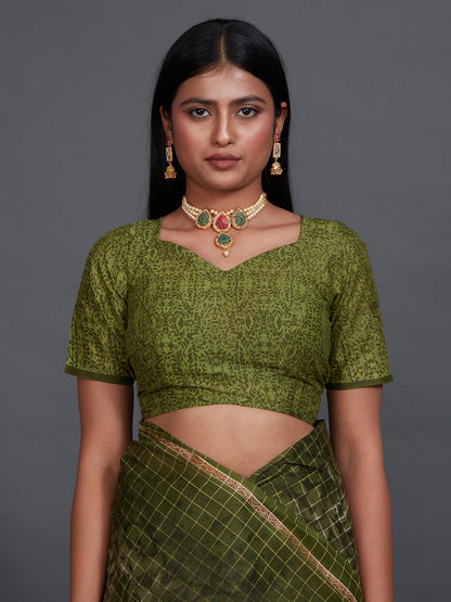 JAIPURI Green Printed Pure Cotton Saree