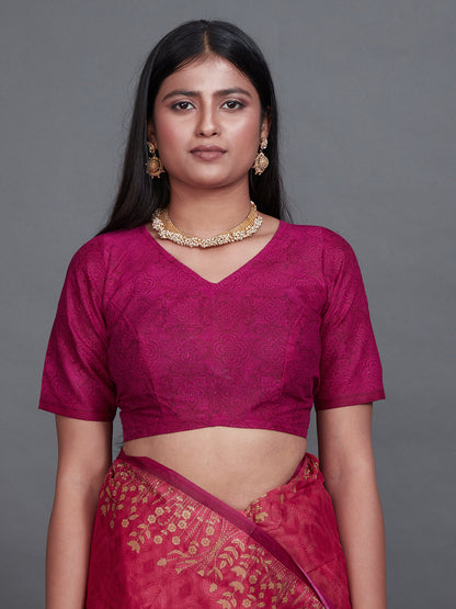 SHIBORI Pink Printed Pure Cotton Saree