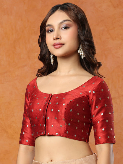 Green Brocade Round Neck Readymade Blouse (Copy)