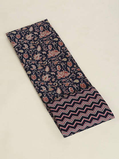 Black Cotton Printed Unstitched Dress Material (2 Pc)