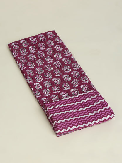 Purple Cotton Printed Unstitched Dress Material (2 Pc)