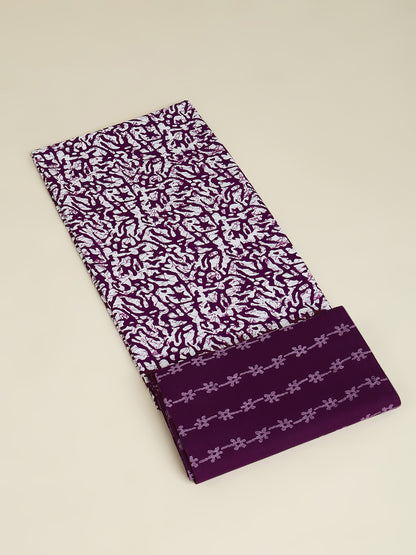 Purple Cotton Printed Unstitched Dress Material (2 Pc)