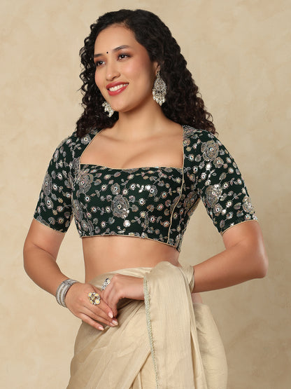 Green Georgette Sweetheart Readymade Blouse