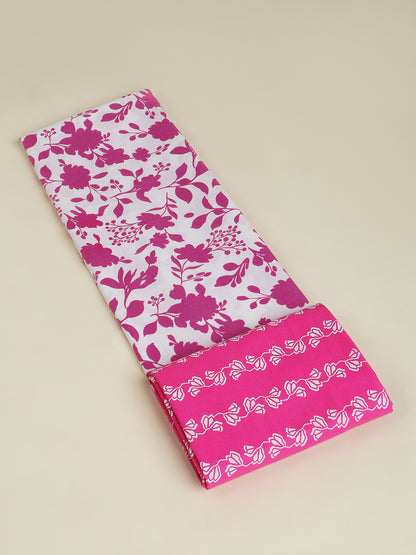 Pink Cotton Printed Unstitched Dress Material (2 Pc)
