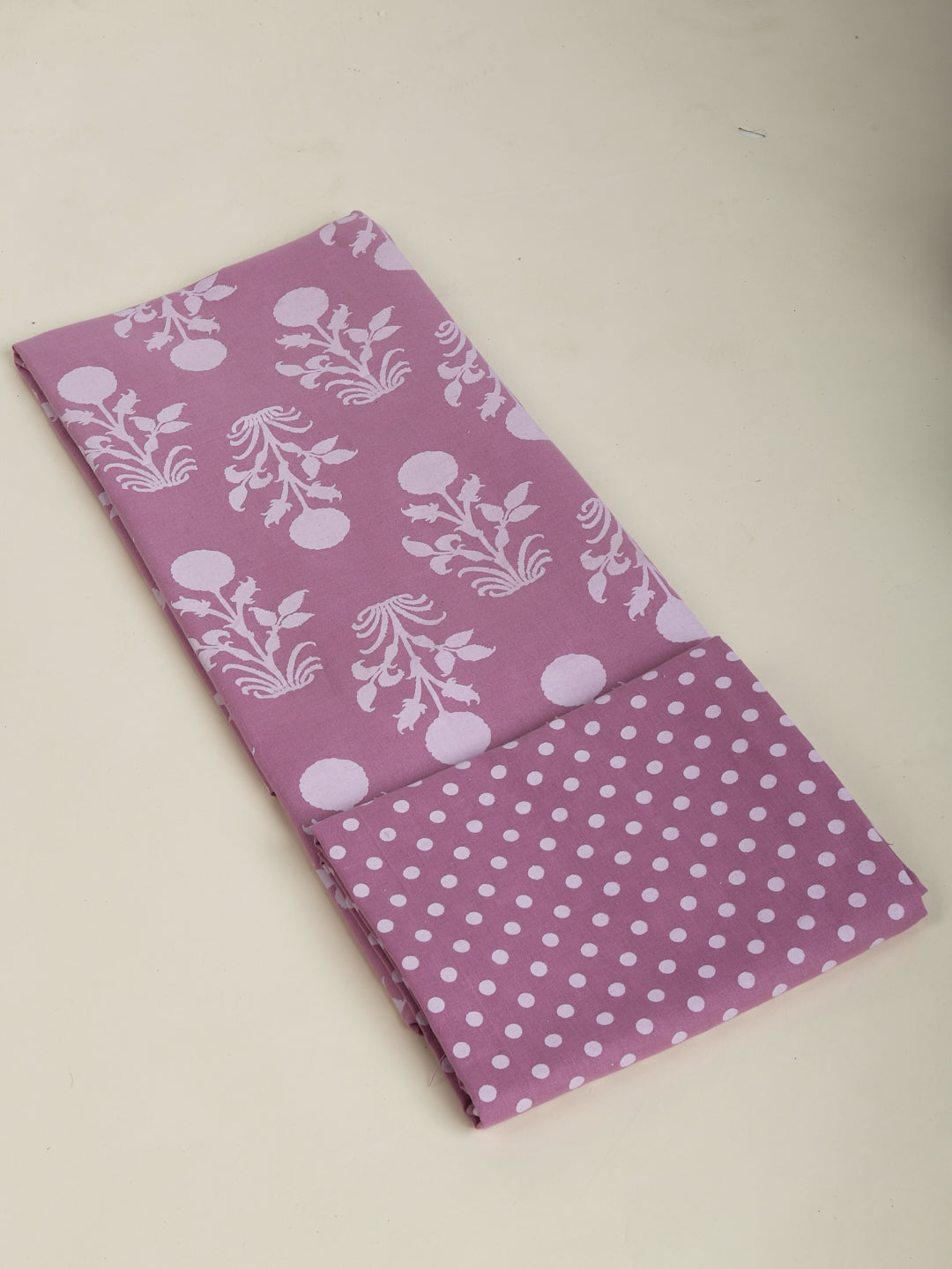 Mauve Printed Cotton Printed Unstitched Dress Material (2 Pc)