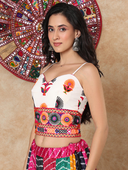 White Georgette Embroidered Padded Corset Blouse
