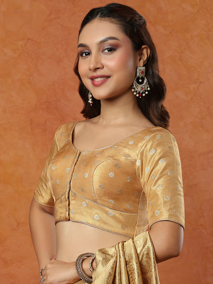 Copper Tissue Round Neck Readymade Blouse