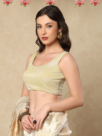 Gold Shimmer Sleeveless Readymade Blouse