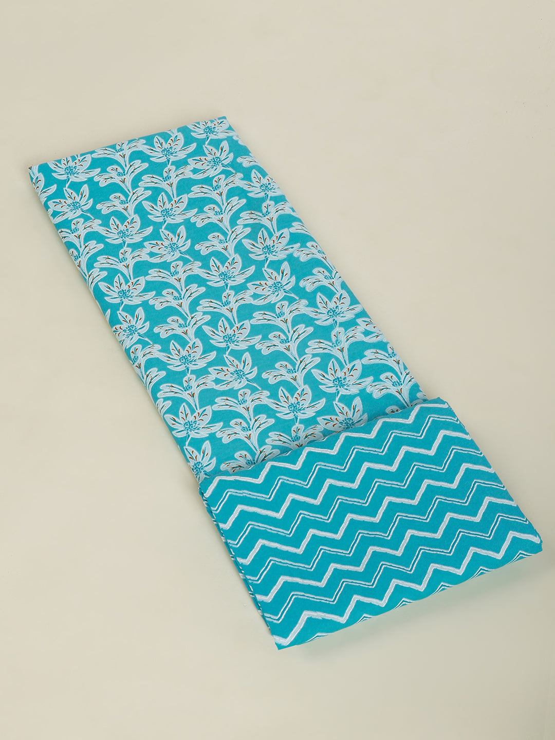 Sky Blue Cotton Printed Unstitched Dress Material (2 Pc)