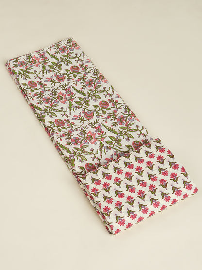 Cream Cotton Printed Unstitched Dress Material (2 Pc)