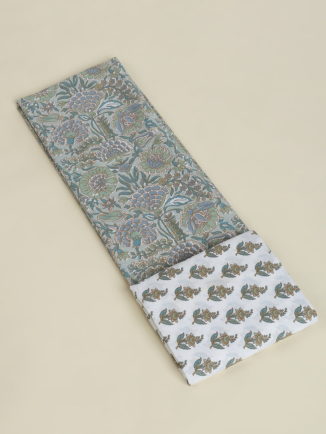 Green Cotton Printed Unstitched Dress Material (2 Pc)