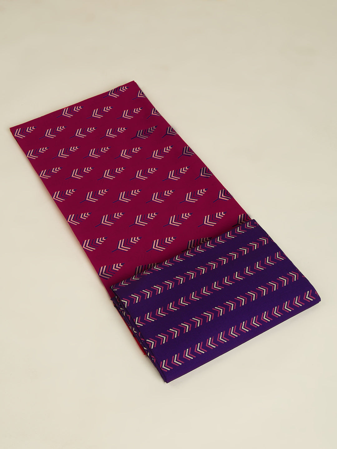 Purple Cotton Printed Unstitched Dress Material (2 Pc)