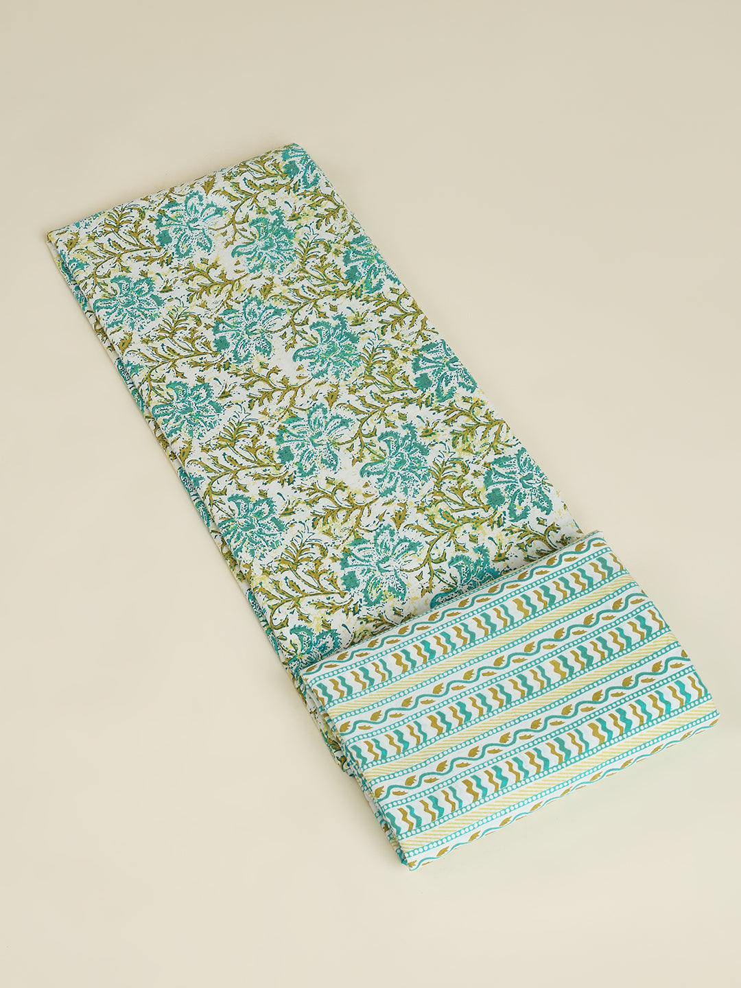 Green Printed Cotton Printed Unstitched Dress Material (2 Pc)