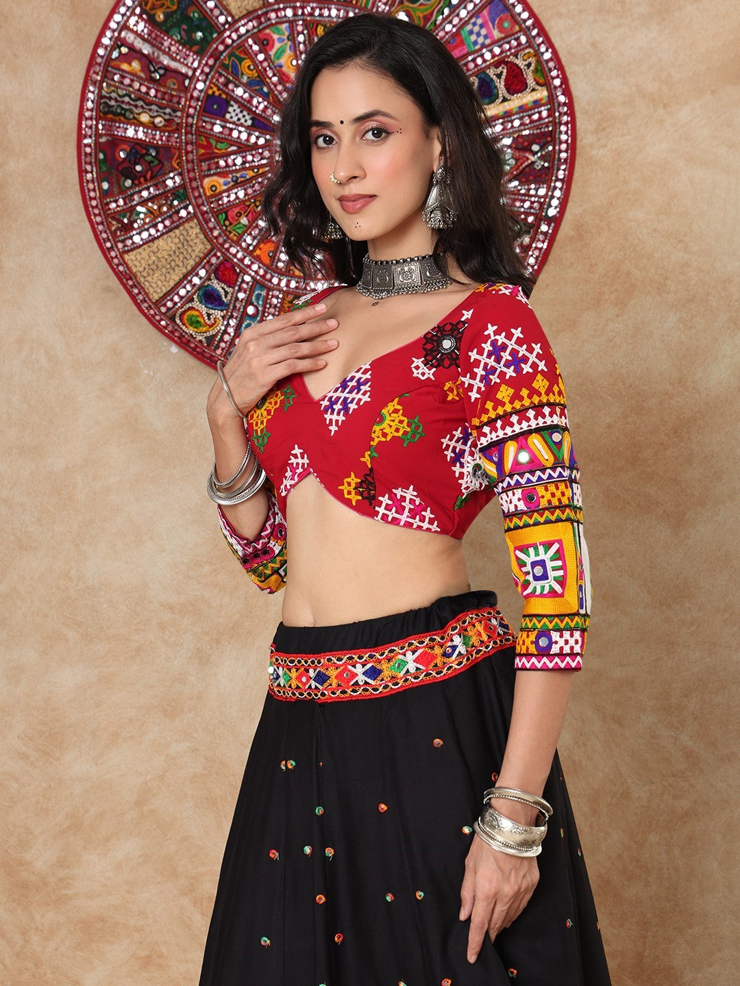 Maroon Georgette Sweetheart Neck Padded Readymade Blouse