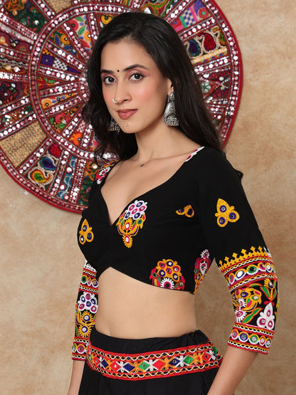 Black Georgette Sweetheart Neck Readymade Blouse