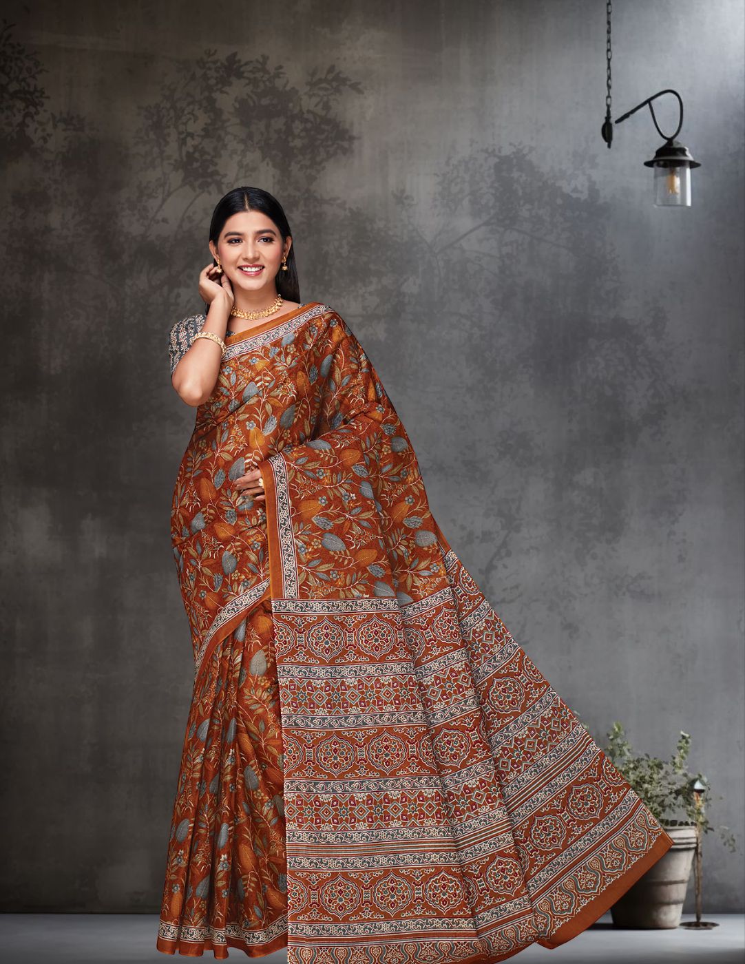 AARTI Mustard Printed Pure Cotton Saree