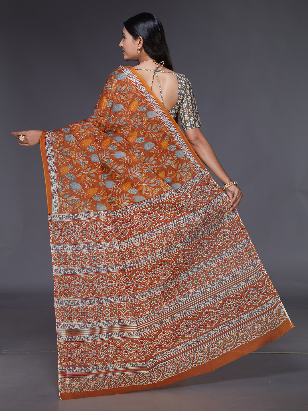 AARTI Mustard Printed Pure Cotton Saree