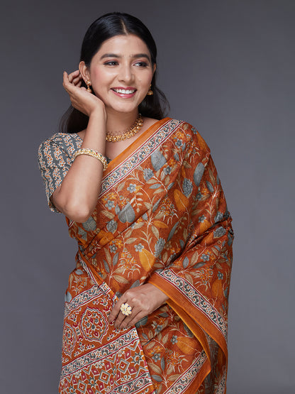 AARTI Mustard Printed Pure Cotton Saree