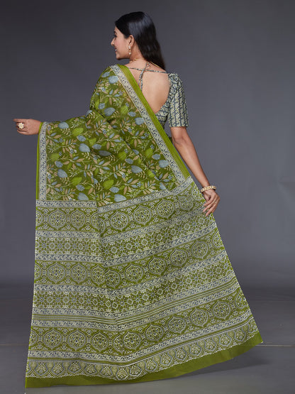 AARTI Green Printed Pure Cotton Saree