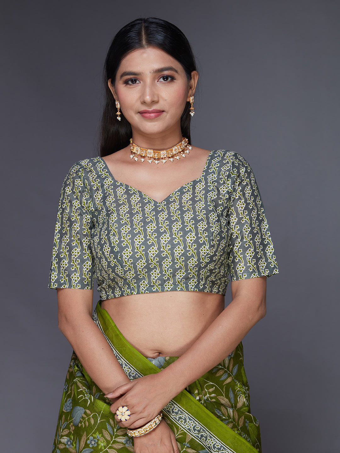 AARTI Green Printed Pure Cotton Saree
