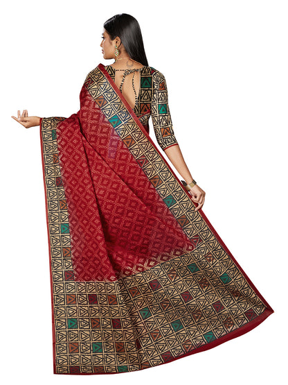 Pink Batik Printed Pure Cotton Saree