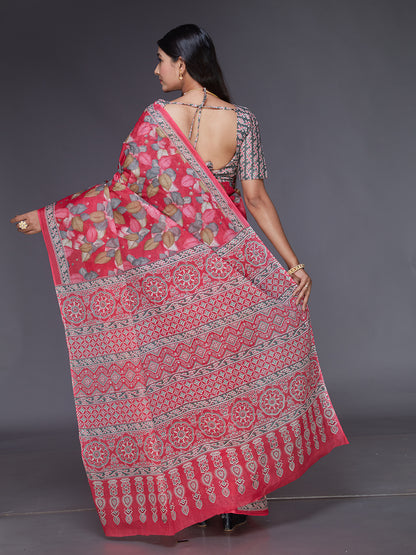 AARTI Pink Printed Pure Cotton Saree