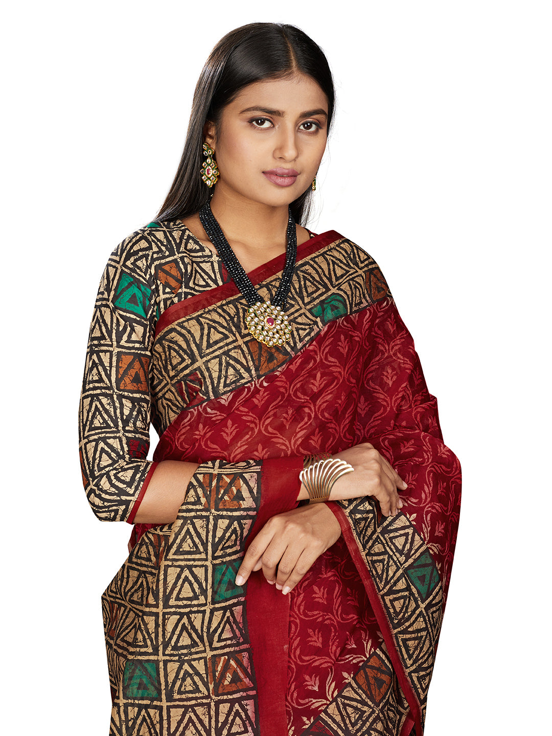 Pink Batik Printed Pure Cotton Saree