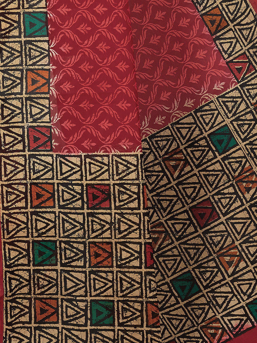 Pink Batik Printed Pure Cotton Saree