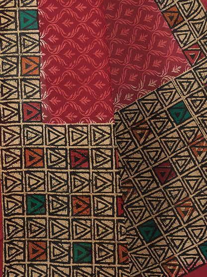 Pink Batik Printed Pure Cotton Saree