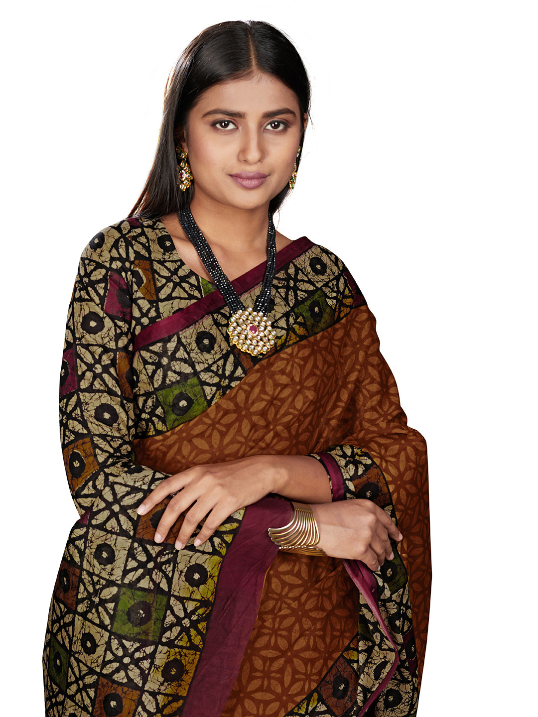 Mustard Batik Printed Pure Cotton Saree