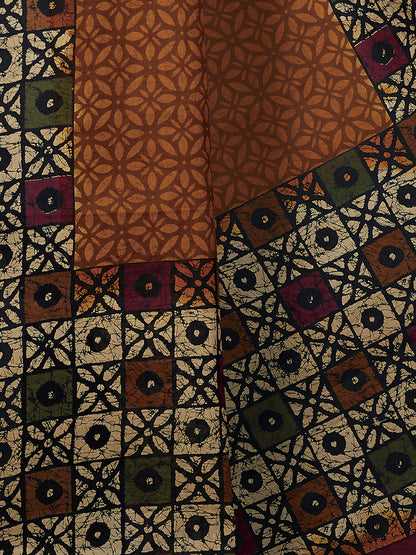 Mustard Batik Printed Pure Cotton Saree