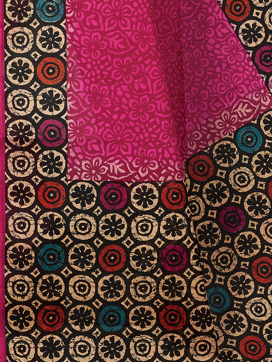 Purple Batik Printed Pure Cotton Saree