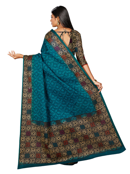 Blue Batik Printed Pure Cotton Saree