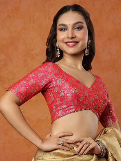 Pink Brocade Sweetheart Readymade Blouse